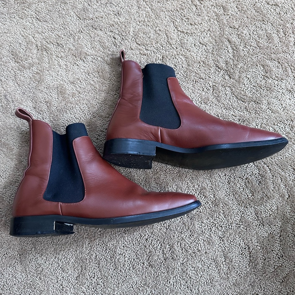 Everlane Brown Ankle Boots Booties with Elastic Panels